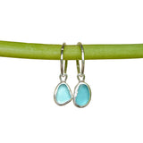 Blue Sea Glass Hoops