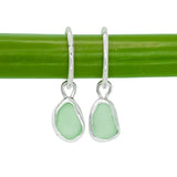 Green Sea Glass Hoops