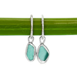 Green Sea Glass Hoops