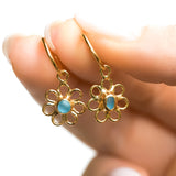 Blue Sea Glass Flower Hoops - Gold Vermeil