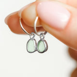 Green Sea Glass Hoops