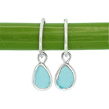 Blue Sea Glass Hoops