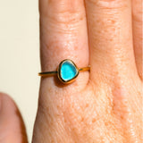 Blue Sea Glass, Gold Vermeil - Size T