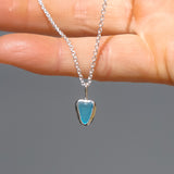 Blue Sea Glass Heart Necklace