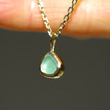 Green Sea Glass Necklace - Gold Vermeil