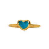 Blue Sea Glass Heart, Gold Vermeil - Size M