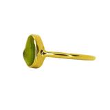 Green Sea Glass, Gold Vermeil - Size P