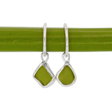 Green Sea Glass Hoops