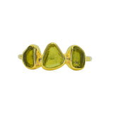 Green Sea Glass, Gold Vermeil - Size R