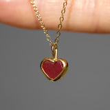 Red Sea Glass Heart Necklace, Gold Vermeil