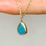 Blue Sea Glass Necklace - Gold Vermeil