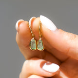 Green Sea Glass Hoops - Gold Vermeil