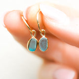 Blue Sea Glass Hoops - Gold Vermeil