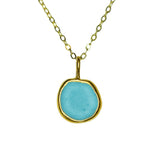 Blue Sea Glass Necklace - Gold Vermeil
