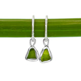 Green Sea Glass Hoops