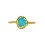 Blue Sea Glass, Gold Vermeil - Size O