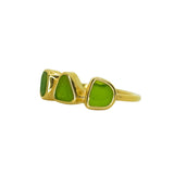 Green Sea Glass, Gold Vermeil - Size N 1/2
