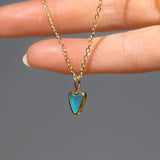 Blue Sea Glass Heart Necklace, Gold Vermeil