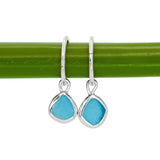 Blue Sea Glass Hoops