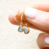 Purple/Blue Sea Glass Hoops - Gold Vermeil