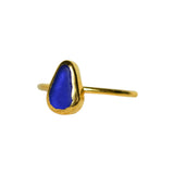 Blue Sea Glass, Gold Vermeil - Size T