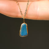 Blue Sea Glass Necklace - Gold Vermeil