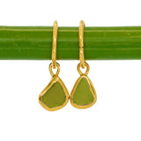 Green Sea Glass Hoops - Gold Vermeil