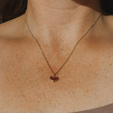 Red Sea Glass Heart Necklace, Gold Vermeil