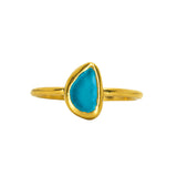 Blue Sea Glass, Gold Vermeil - Size N