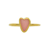 Pink Sea Glass Heart, Gold Vermeil - Size Q