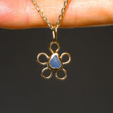 Sea Glass Flower Necklace -  Gold Vermeil