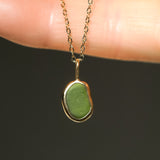 Green Sea Glass Necklace - Gold Vermeil