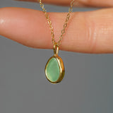 Green Sea Glass Necklace - Gold Vermeil