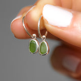 Green Sea Glass Hoops