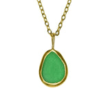 Green Sea Glass Necklace - Gold Vermeil