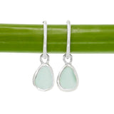 Light Blue Sea Glass Hoops