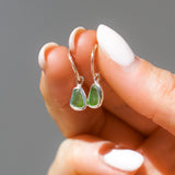 Green Sea Glass Hoops