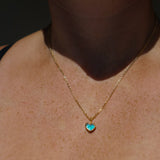 Blue Sea Glass Heart Necklace, Gold Vermeil