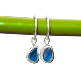 Blue Sea Glass Hoops