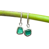 Green Sea Glass Hoops