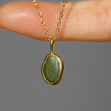 Green Sea Glass Necklace - Gold Vermeil