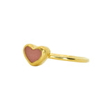 Pink Sea Glass Heart, Gold Vermeil - Size S