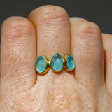Blue Sea Glass, Gold Vermeil - Size S