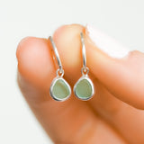Green Sea Glass Hoops