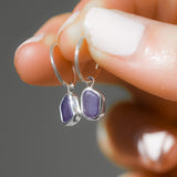 Purple Sea Glass Hoops