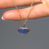 Blue Sea Glass Heart Necklace, Gold Vermeil