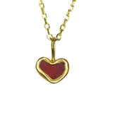 Red Sea Glass Heart Necklace, Gold Vermeil