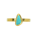 Blue Sea Glass, Gold Vermeil - Size R