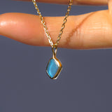 Blue Sea Glass Necklace - Gold Vermeil