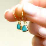 Blue Sea Glass Hoops - Gold Vermeil